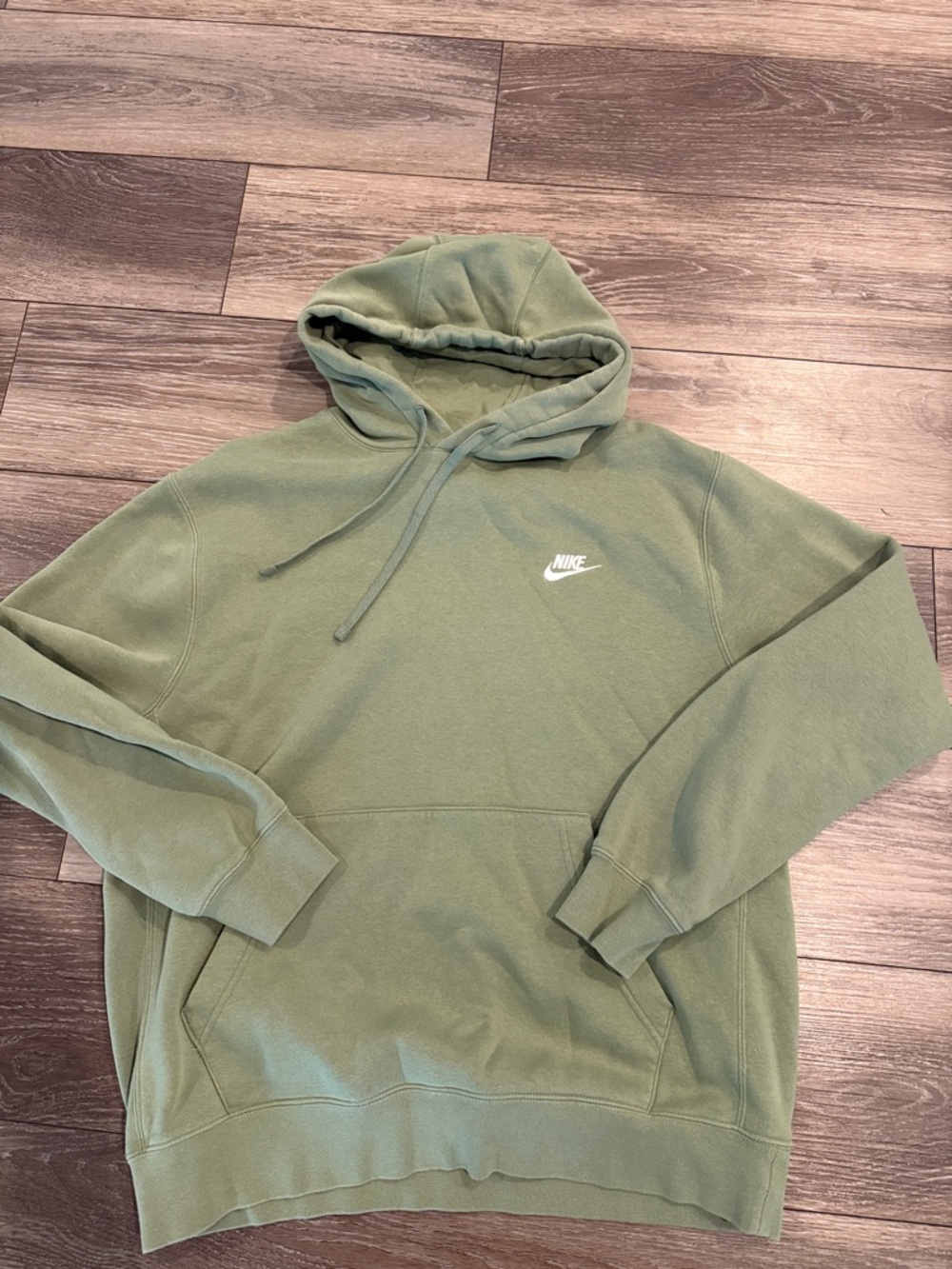 Nike Olive Green Pullover Hoodie with White Logo